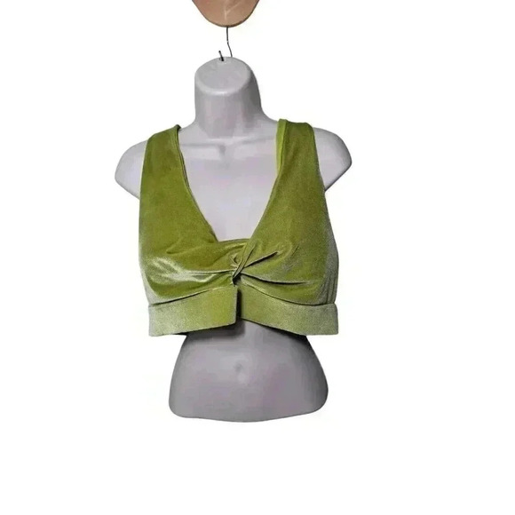 Fabletics Women’s Sports Bra Sz 2X Green Oasis Twist Front Velour GUC 😊 - Picture 4 of 8